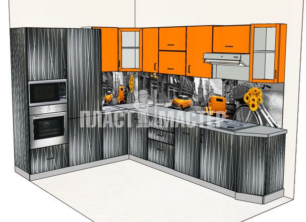 картинка Кухня угловая Оранжевый - Металлик от магазина Пласт Мастер