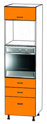 картинка Пенал кухонный под духовку и СВЧ с 3 ящиками и дверью 60х204 см от магазина Пласт Мастер