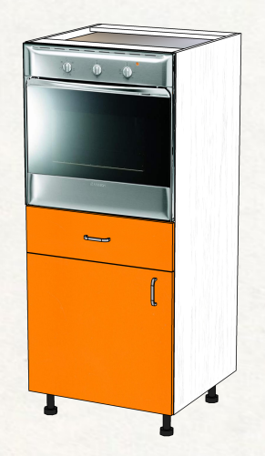 картинка Пенал кухонный под духовку с ящиком и дверцей 60х132 см от магазина Пласт Мастер